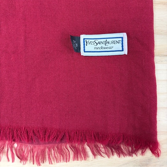 Vintage 80s-90s Yves Saint Laurent Neckwear Paisley Print Silk and Wool Scarf - Picture 5 of 9